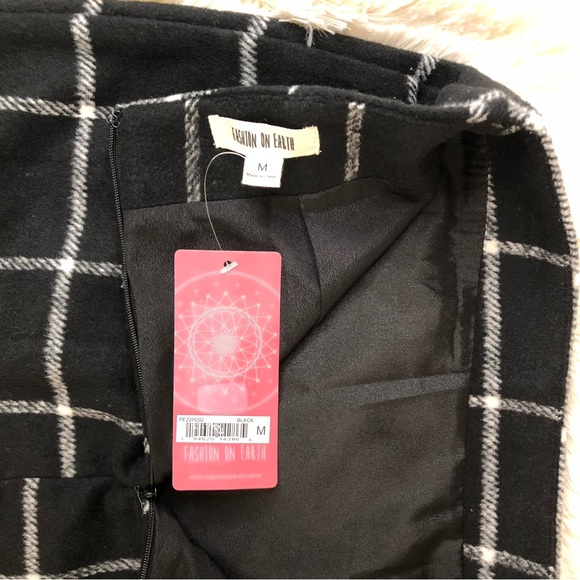 Fashion on earth, black plaid mini skirt With side slit - Picture 5 of 6